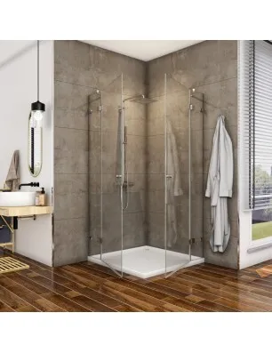 Eck-Duschkabine Borba 06 - aussenöffnend - Chrom - Klarglas