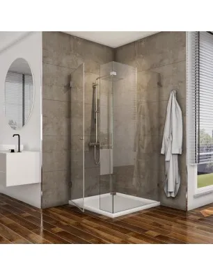 Eck-Duschkabine Bela 07 - Pendelband - Chrom - Klarglas