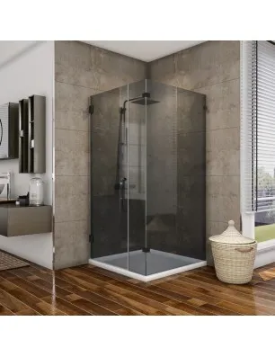 Eck-Duschkabine Bias 07 - Pendelband - Schwarz - Grauglas