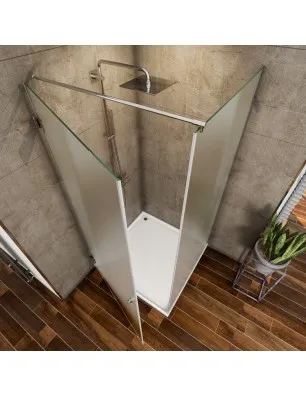 Eck-Duschkabine Borba 01 - aussenöffnend - Chrom - Satino