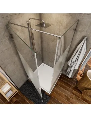 Eck-Duschkabine Bela 01 - Pendelband - Chrom - Blinds