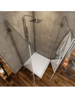 Eck-Duschkabine Borba 02 - aussenöffnend - Chrom - Klarglas