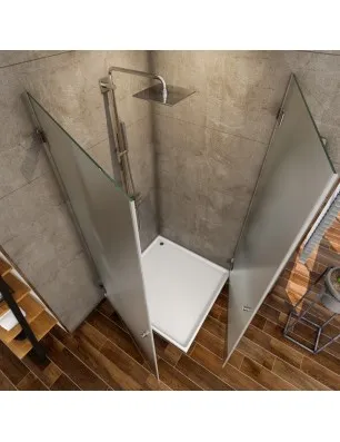Eck-Duschkabine Borba 02 - aussenöffnend - Chrom - Satino
