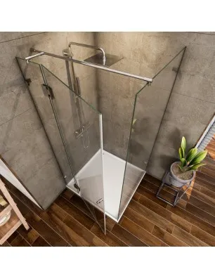 Eck-Duschkabine Borba 05 - aussenöffnend - Chrom - Klarglas