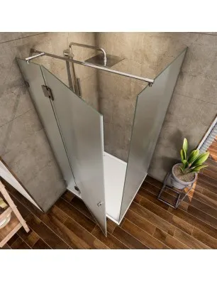 Eck-Duschkabine Borba 05 - aussenöffnend - Chrom - Satino