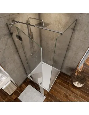 Eck-Duschkabine Bela 05 - Pendelband - Chrom - Klarglas