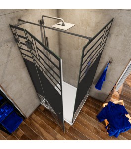 Eck-Duschkabine Bias 05 - Pendelband - Schwarz - Loft 5