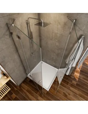 Eck-Duschkabine Borba 06 - aussenöffnend - Chrom - Klarglas