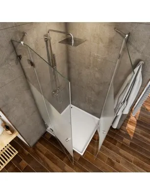 Eck-Duschkabine Borba 06 - aussenöffnend - Chrom - Blinds