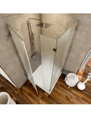 Eck-Duschkabine Borba 07 - aussenöffnend - Chrom - Satino