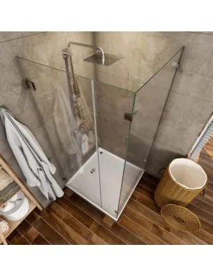 Eck-Duschkabine Bela 07 - Pendelband - Chrom - Klarglas