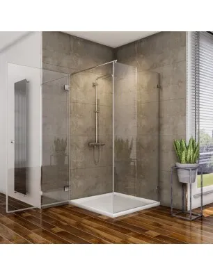 Eck-Duschkabine Borba 01 - aussenöffnend - Chrom - Klarglas