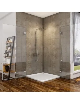 Eck-Duschkabine Borba 02 - aussenöffnend - Chrom - Klarglas
