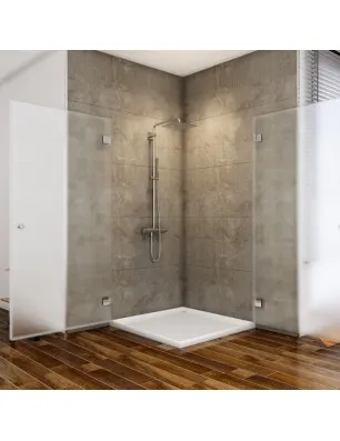 Eck-Duschkabine Borba 02 - aussenöffnend - Chrom - Satino