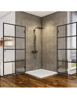 Eck-Duschkabine Bias 02 - Pendelband - Schwarz - Loft 2