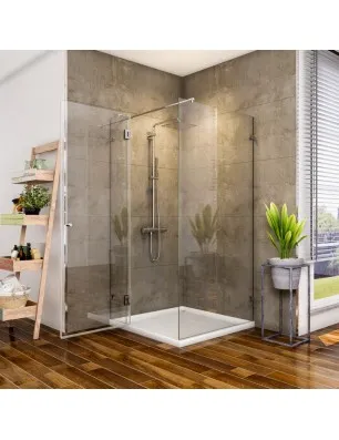 Eck-Duschkabine Borba 05 - aussenöffnend - Chrom - Klarglas