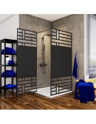 Eck-Duschkabine Bias 05 - Pendelband - Schwarz - Loft 5
