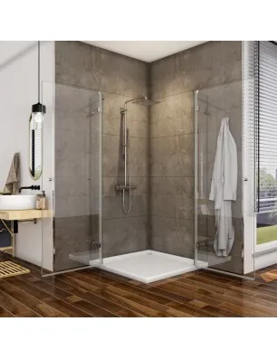 Eck-Duschkabine Borba 06 - aussenöffnend - Chrom - Klarglas