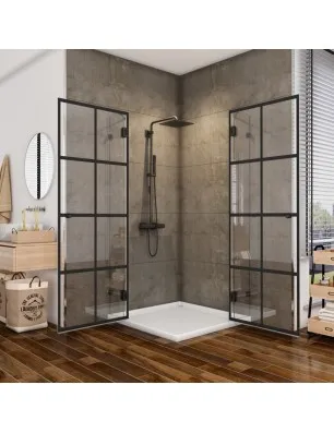 Eck-Duschkabine Bias 06 - Pendelband - Schwarz - Loft 2