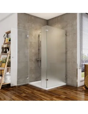 Eck-Duschkabine Borba 07 - aussenöffnend - Chrom - Satino