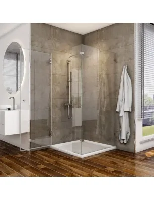 Eck-Duschkabine Bela 07 - Pendelband - Chrom - Klarglas