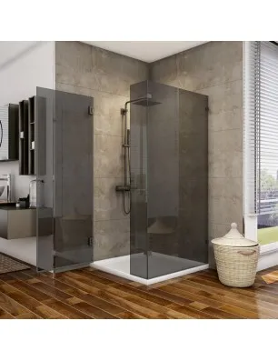 Eck-Duschkabine Bias 07 - Pendelband - Schwarz - Grauglas