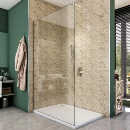 Walk In Dusche - Almada 01 - Duschwand - Chrom - Klarglas