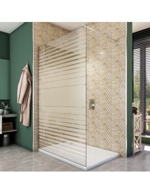 Walk In Dusche  - Almada 01 - Duschwand - Chrom - Stripes