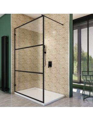 Walk In Dusche  - Amora 01 - Duschwand - Schwarz - Loft 1