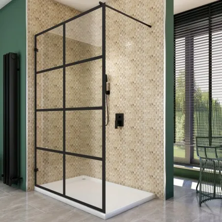 Walk In Dusche - Amora 01 - Duschwand - Schwarz - Loft 2