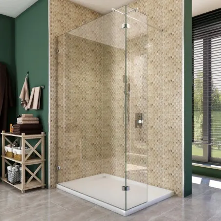 Walk In Dusche - Almada 03 - Duschwand - Chrom - Klarglas