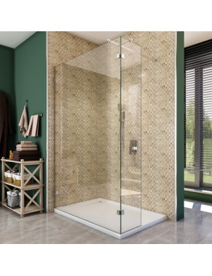 Walk In Dusche  - Almada 03 - Duschwand - Chrom - Klarglas
