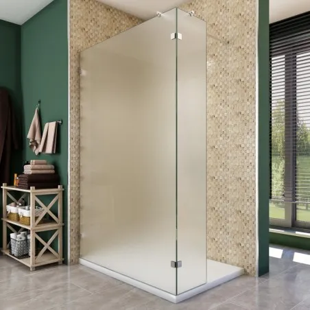 Walk In Dusche - Almada 03 - Duschwand - Chrom - Satino