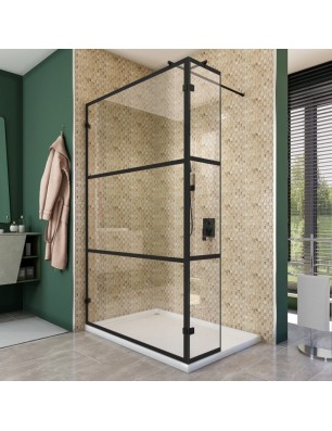 Walk In Dusche  - Amora 03 - Duschwand - Schwarz - Loft 1
