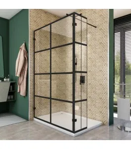 Walk In Dusche - Amora 03 - Duschwand - Schwarz - Loft 2