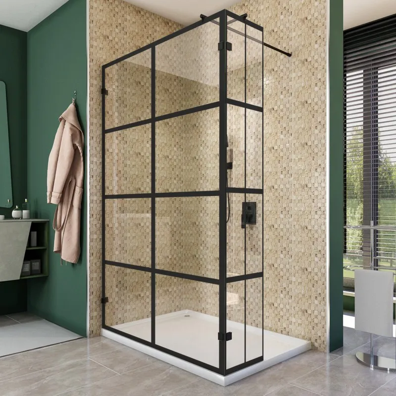 Walk In Dusche - Amora-03 - Duschwand - Schwarz - Loft 2 Walk In Dusche - Amora-03 - Duschwand - Schwarz - Loft 2