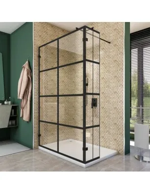 Walk In Dusche - Amora 03 - Duschwand - Schwarz - Loft 2