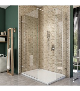 Walk In Dusche  - Almada 04 - Duschwand - Chrom - Klarglas