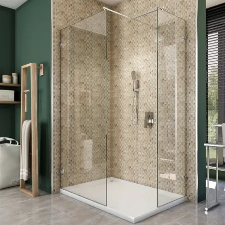 Walk In Dusche - Almada 04 - Duschwand - Chrom - Klarglas