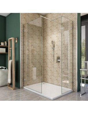 Walk In Dusche  - Almada 04 - Duschwand - Chrom - Klarglas