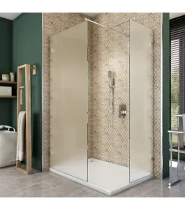 Walk In Dusche - Almada 04 - Duschwand - Chrom - Satino