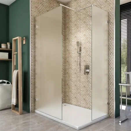 Walk In Dusche - Almada 04 - Duschwand - Chrom - Satino