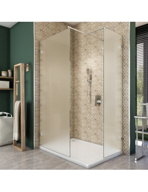 Walk In Dusche  - Almada 04 - Duschwand - Chrom - Satino