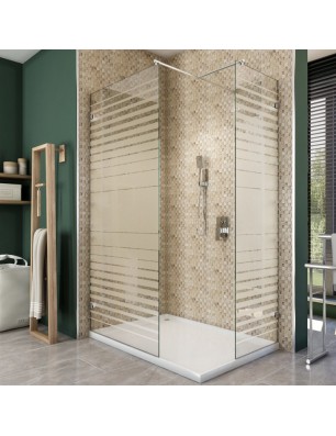 Walk In Dusche  - Almada 04 - Duschwand - Chrom - Stripes