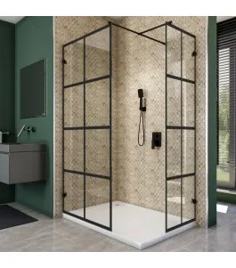 Walk In Dusche - Amora 04 - Duschwand - Schwarz - Loft 2