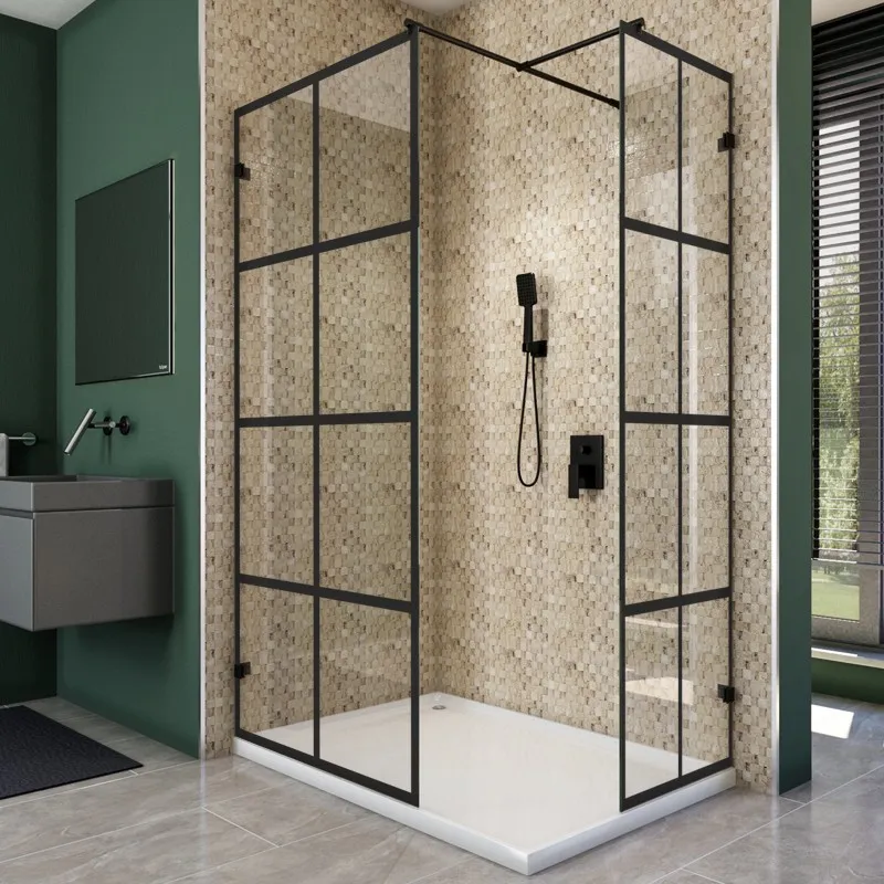 Walk In Dusche - Amora-04 - Duschwand - Schwarz - Loft 2