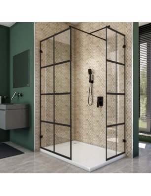Walk In Dusche  - Amora 04 - Duschwand - Schwarz - Loft 2