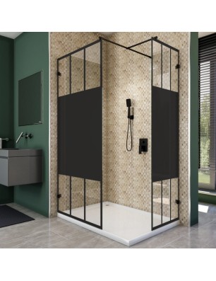 Walk In Dusche  - Amora 04 - Duschwand - Schwarz - Loft 4