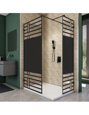 Walk In Dusche  - Amora 04 - Duschwand - Schwarz - Loft 5