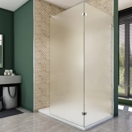 Walk In Dusche - Almada 05 - Duschwand - Chrom - Satino